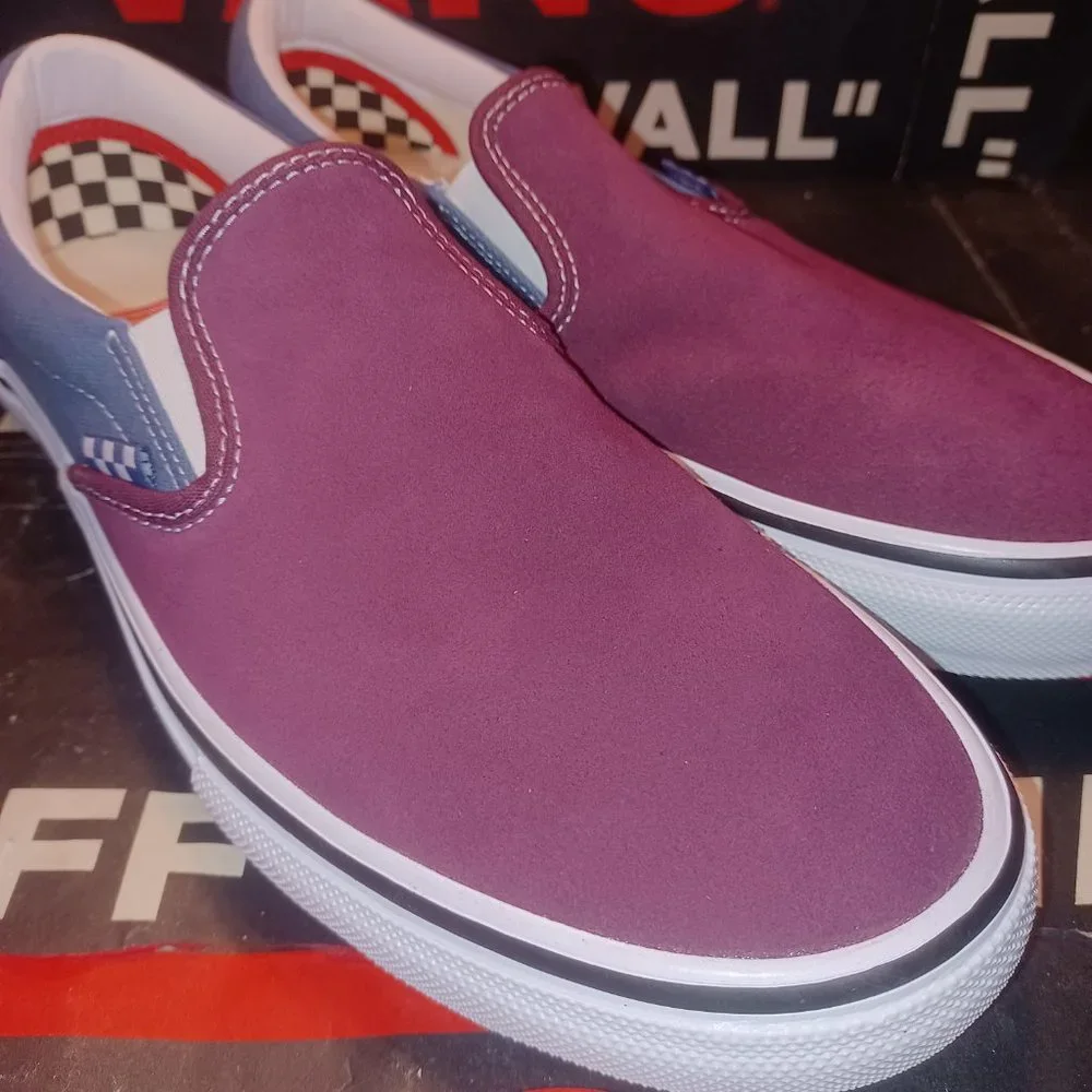 Vans Men's 8.5/Women's 10 Skate Slip On Moonlight Blue/Mauve Wine VN0A5FCAAPO